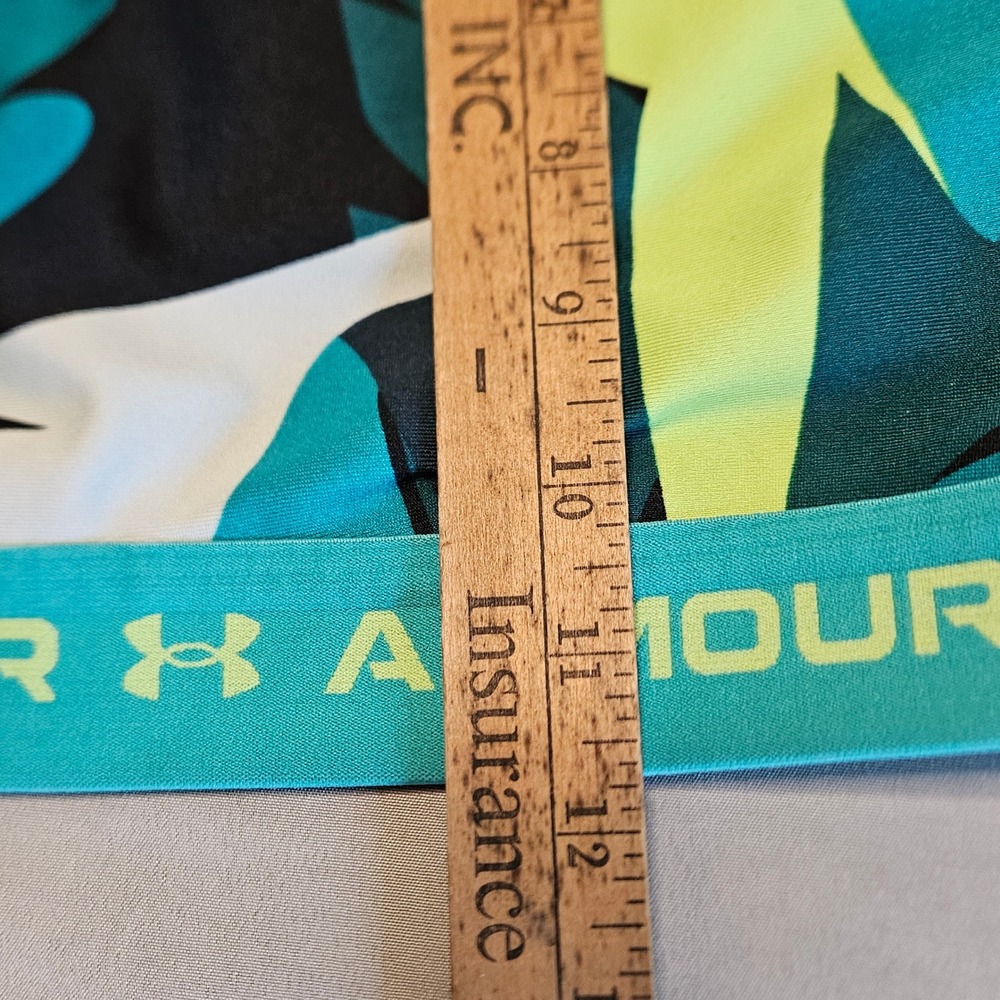 Under Armour Sports Bra Womens 1X Teal Tropical HeatGear Compression Racerback - Picture 3 of 8